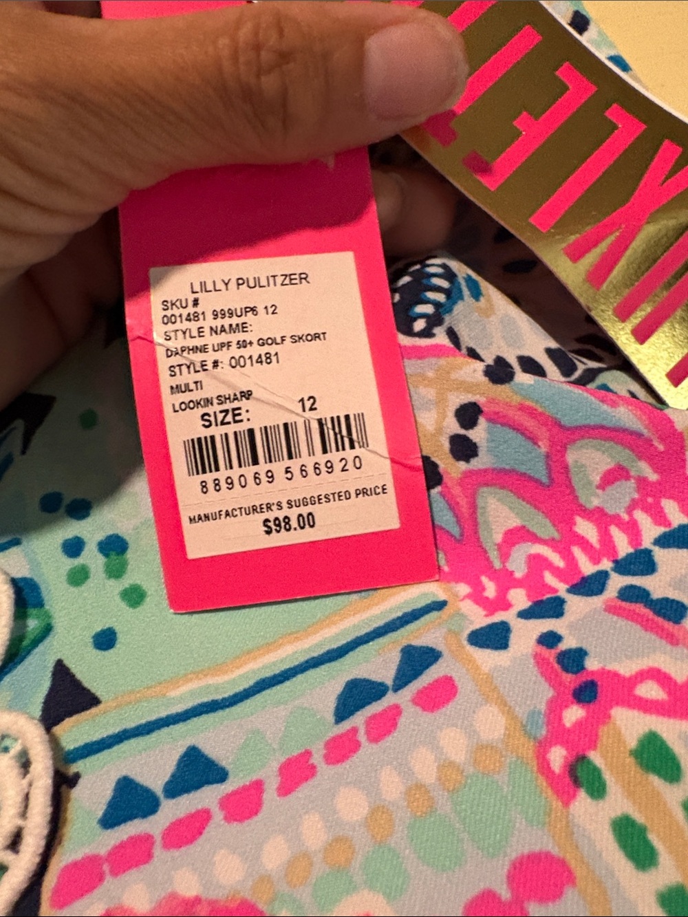 Lilly Pulitzer Daphnie Golf Skort Lookin Sharp Size 12 UPF Stretchy pockets NWT - Picture 5 of 6